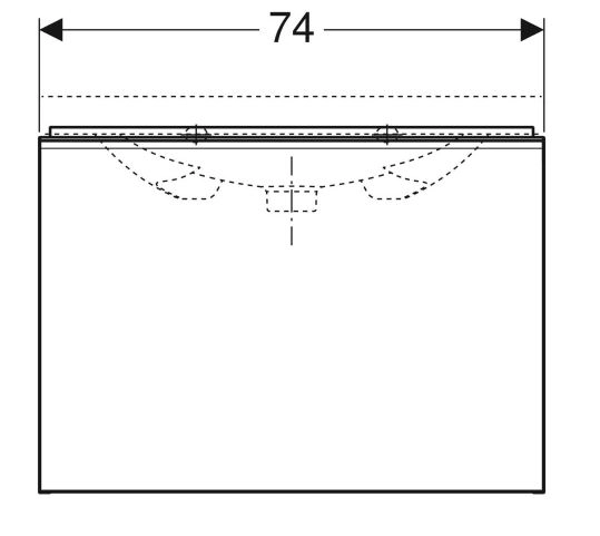 Розміри Тумба під умивальник без раковини 75 см шириною Geberit Acanto під раковину Acanto 500.615.16.1