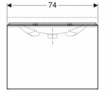 Розміри Тумба під умивальник без раковини 75 см шириною Geberit Acanto під раковину Acanto 500.615.16.1