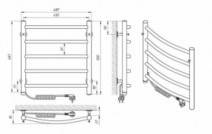 Размеры Полотенцесушитель электрический с 5 перекладинами 480 x 500 мм Laris Классик Д30 хром 73207721