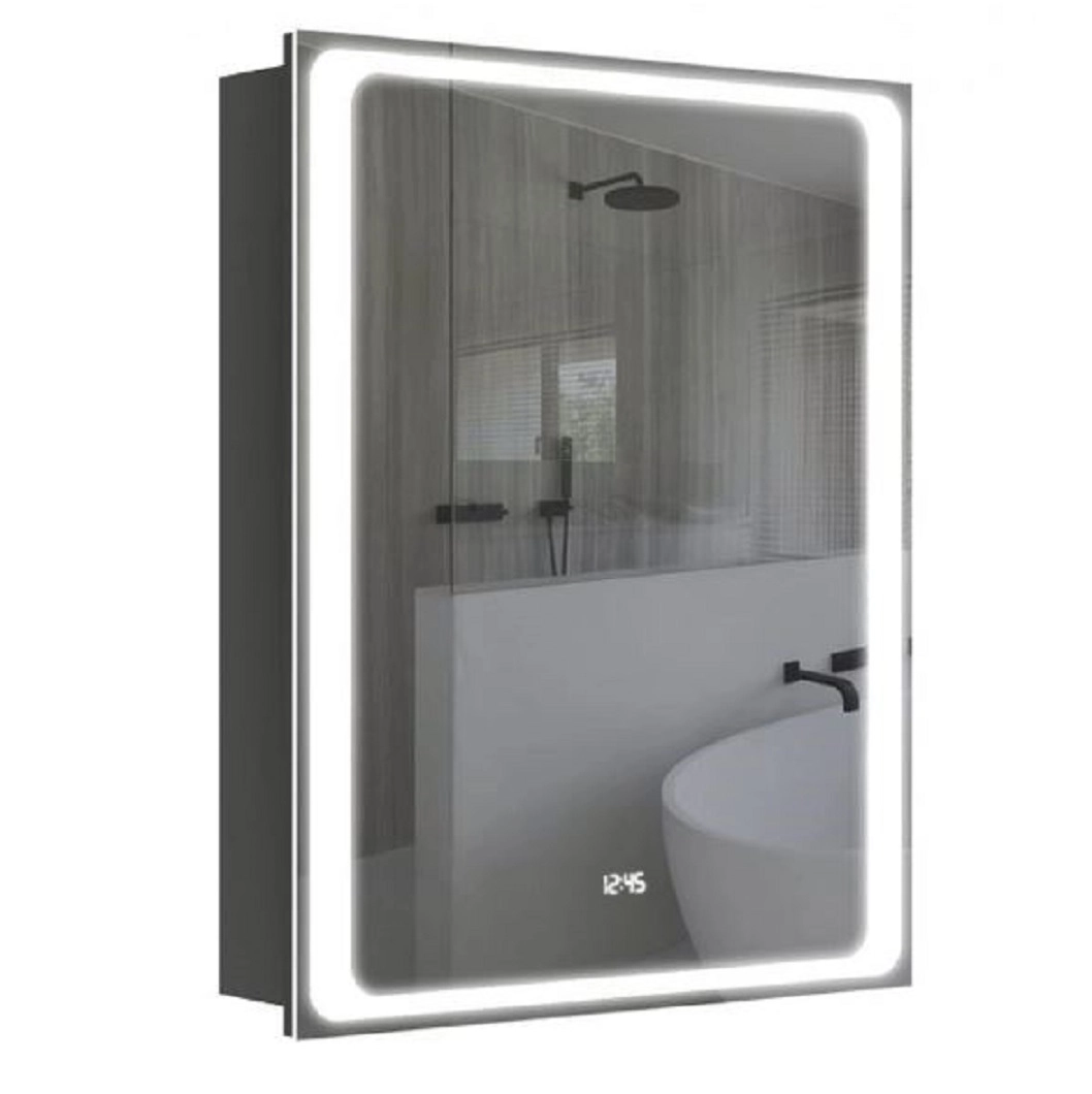 Основне Шафа у ванну з дзеркалом з годинником 60 см шириною з підсвічуванням Акваріус Modena 70930203L