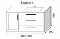 Размеры Тумба с умывальником в ванную с левым крылом 120 см шириной Marsan MAISON с умывальником Квадро ТП Maison-5 120