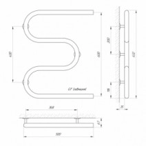 Размеры Полотенцесушитель водяной из круглой трубы 500х600 LARIS РС3 Змеевик Хром 32 НР 1 д 71207218