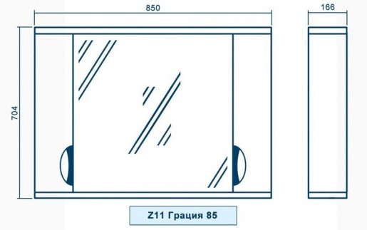 Размеры зеркало в ванную 85 см квел грация z11 грация 85 квел №2