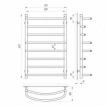 Розміри Сушка для рушників водяна невелика 500х800 LARIS П8 Евромікс Хром 30x20 ВР 1/2 д 71207148