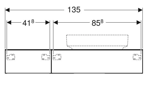 Розміри Тумба для ванної без раковини 135 см шириною Geberit VariForm під умивальник VariForm 501.177.00.1