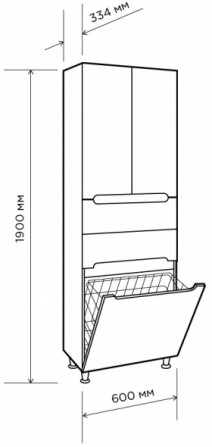 Размеры шкаф-пенал для ванной 60 см пик симетри п11к60 №1