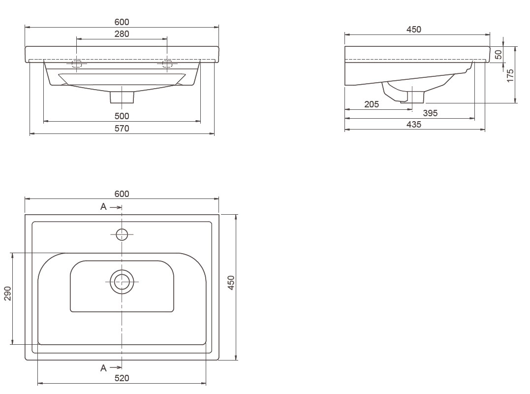 Умивальник Набір меблів для ванної з МДФ 60 см Aqua Rodos Інфініті 33056-29719-33059
