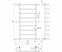 Розміри Сушка для рушників водяна з міжосьовою відстанню 40 см 600х900 Mario Верона Хром 30x20 ВР 1/2 д 4820111350179