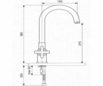 Размеры Горизонтальный кран смеситель для мойки Emmevi SPIRIT NEW CR31007 хром