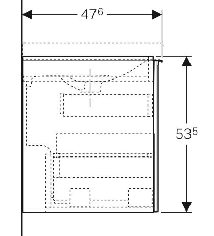 Размеры Матовая тумба в ванную без умывальника 120 см шириной Geberit Acanto под раковину Acanto 500.613.16.1