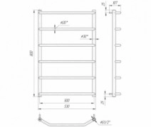 Размеры Полотенцесушитель водяной хромированный 530х800 Mario Трапеция Хром 30x20 ВР 1/2 д 4820111351800