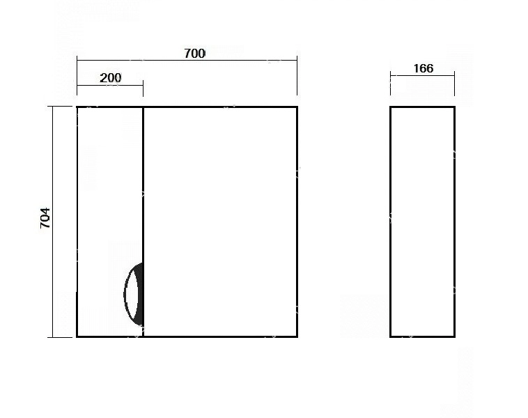 Размеры Зеркало в ванную 70 см ЮВВИС Оскар Z-1 70 шкаф левый без подсветки