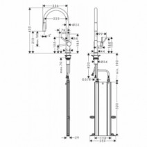 Размеры Кухонный смеситель для кухни с выдвижным душем HANSGROHE TALIS 72801000