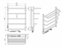 Розміри Електричний настінний полотенцесушитель 525 х 650 мм Laris Зебра Стандарт Д25 білий 77700075