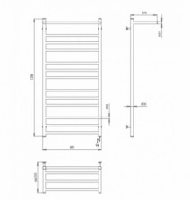 Розміри Сушка для рушників електро з полицею 600 x 1200 мм Paladii Талія Електро Хром 30х20 правий ТАе003ПR