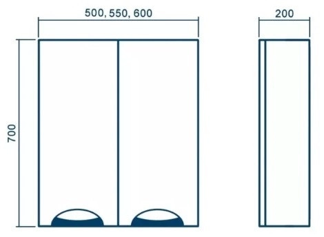 Размеры Навесной шкаф для ванной 50 см Квел Грация 50