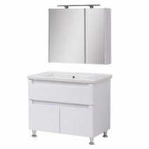 Комплект мебели напольная тумба и зеркальный шкаф для дома в ванную 80 см ЮВВИС Эльба 80 ТН-3Д Z-80