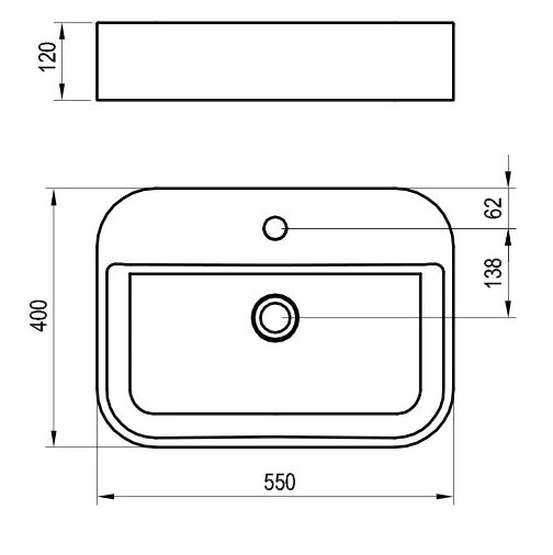 Розміри Умивальник керамічний Ravak Ceramic 550 Slim Shelf R XJX01155005