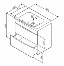Размеры Раковина с тумбой в ванную 65 см AM.PM Like с умывальником Like M80-FHX0652-WC0652-38