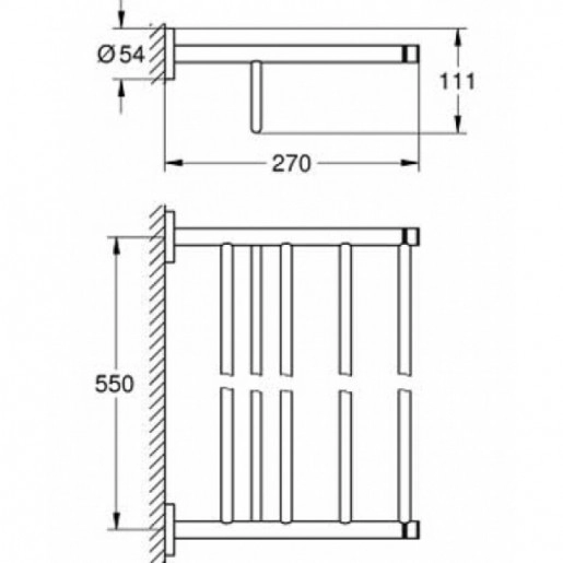 Размеры Прямой полотенцедержатель для ванной GROHE ESSENTIALS, хром 40800001