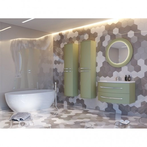 В интерьере мебельный гарнитур для ванной с фарфоровой раковиной 90-100 см botticelli vanessa с умывальником domenika-900 №1