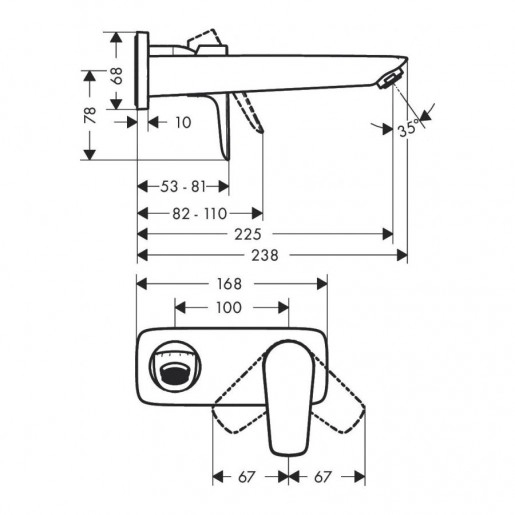 Розміри Чорний змішувач для раковини HANSGROHE TALIS 71734670