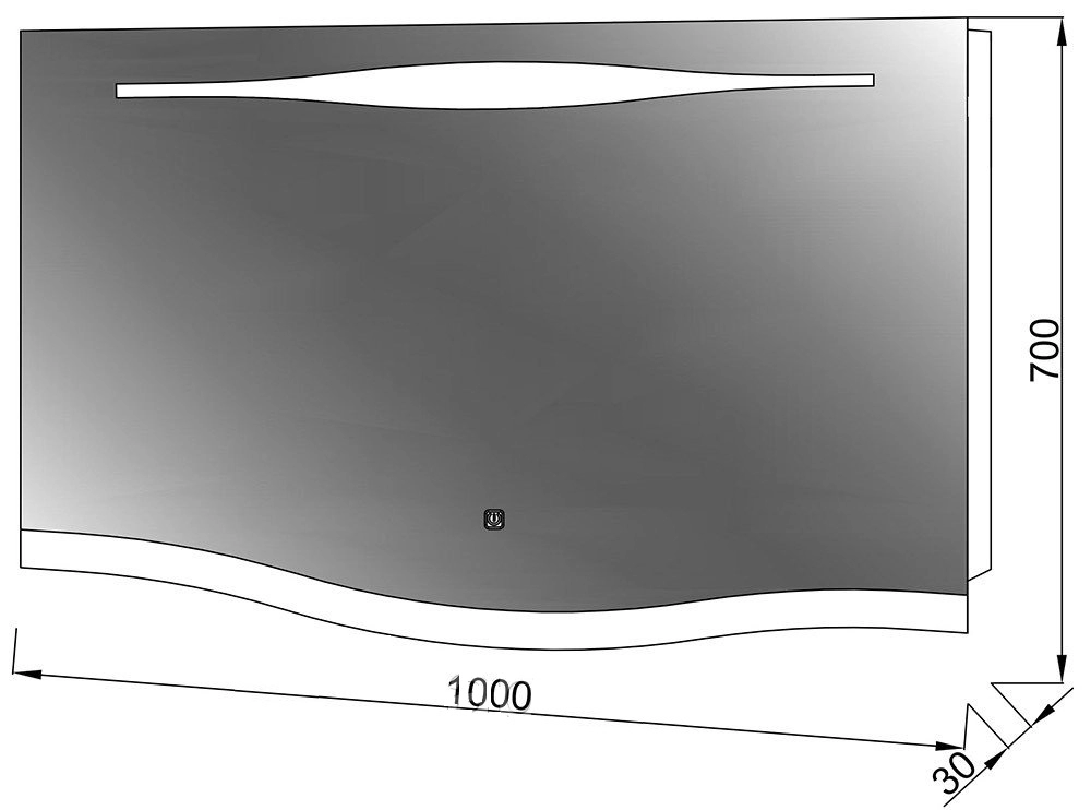 Размеры Зеркало в ванную со светодиодной лентой 100 см ЮВВИС Modena Z-100 с подсветкой