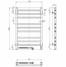 Размеры Полотенцесушитель электрический из квадратной трубы 500 х 800 мм Navin Классик Квадро Д30 черный левый 12-216153-5080
