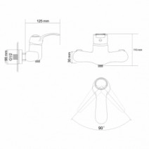 Размеры Смеситель для душа с картриджем Rozzy Jenori FORTUNA RBZ018-5