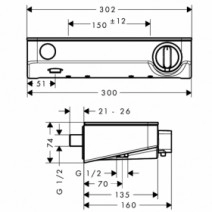 Размеры Термостатический душевой смеситель HANSGROHE ECOSTAT 13171000