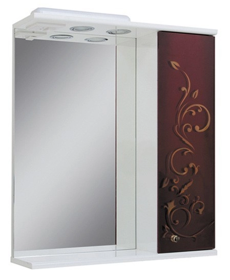 Основное зеркало в ванную 60 см с узорами пик базис дз0160rа бордо + золото №3