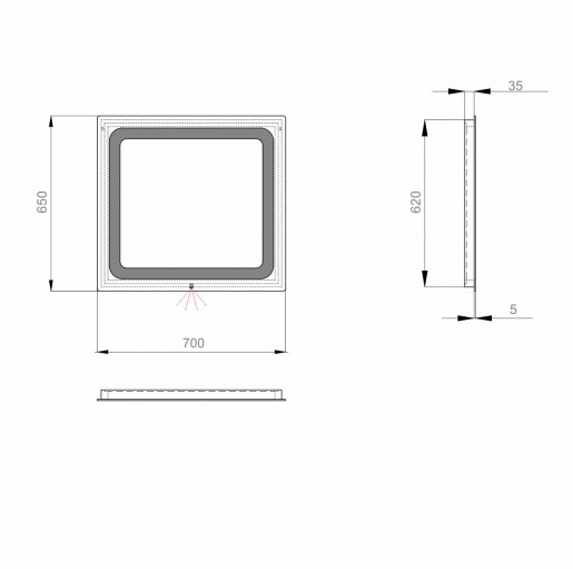 Размеры Зеркало в ванную 70 см САНВЕРК LAVA Hella ZL0000154