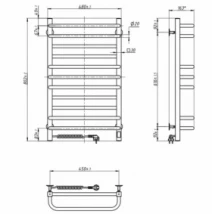 Розміри Електрична сушарка для сушіння білизни 480 х 800 мм Navin Грандіс Д30 хром ліва 10-008153-4880