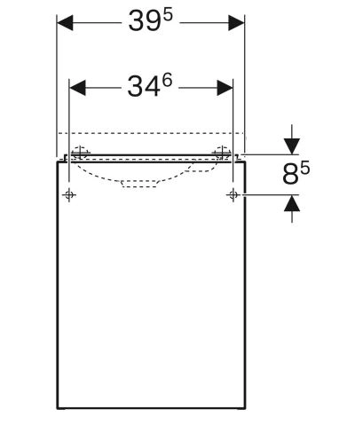 Размеры Матовая тумбочка для ванной комнаты без раковины 40 см шириной Geberit Acanto под раковину Acanto 500.607.JL.2-L