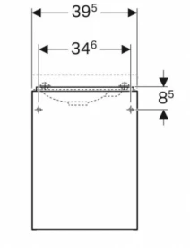 Размеры Матовая тумбочка для ванной комнаты без раковины 40 см шириной Geberit Acanto под раковину Acanto 500.607.JL.2-L