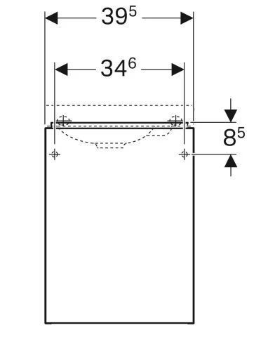 Размеры Матовая тумбочка для ванной комнаты без раковины 40 см шириной Geberit Acanto под раковину Acanto 500.607.JL.2-L