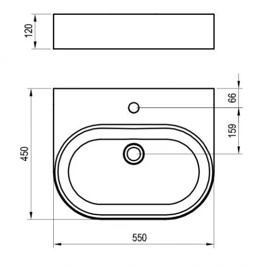 Розміри Умивальник керамічний Ravak Ceramic 550 Slim Wall Про XJX01155004