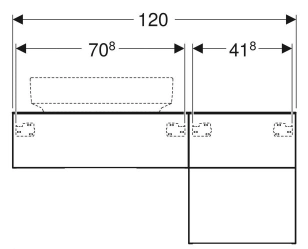 Розміри Тумба без раковини для ванної кімнати 120 см шириною Geberit VariForm під умивальник VariForm 501.186.00.1
