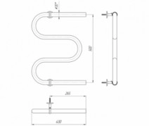 Размеры Полотенцесушитель водяной 400х530 Mario Змейка Хром Д 30 ВР 1/2 д 4820111350629