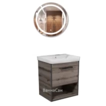 Комплект мебели для ванной коричнево-черный 60 см шириной Мойдодыр Denver 42157-31833
