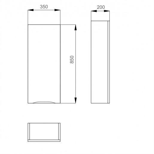 Размеры Навесной шкаф для ванной 35 см Санверк Alessa White Air MV0000379 правый