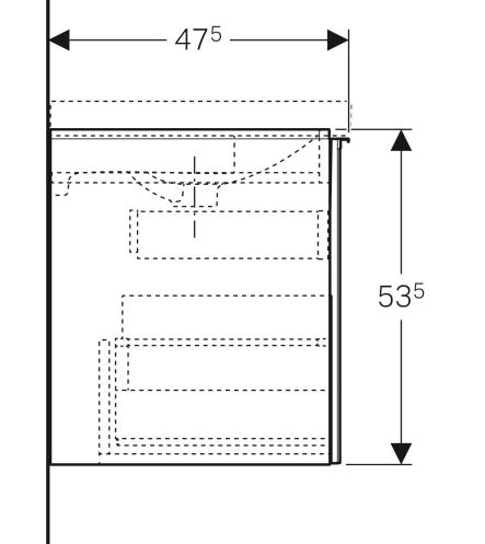 Размеры Тумба в ванную без раковины 60 см шириной Geberit Acanto под раковину Acanto 500.609.01.2