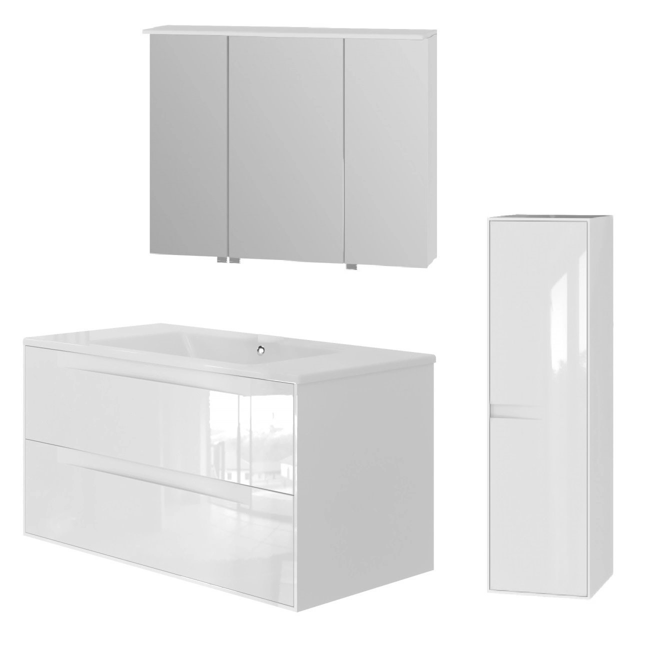 Основное мебельный гарнитур для ванной 100 см с пеналом 40 см botticelli sequetto 24661-24662-24663 №1