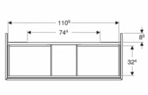 Размеры Тумба под умывальник без раковины с ящиками 120 см шириной Geberit ONE 505.265.00.6
