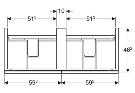 Размеры Матовая тумба в ванную без умывальника 120 см шириной Geberit Acanto под раковину Acanto 500.613.16.1