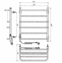 Розміри Сушка для рушників електрична емальована 525 х 600 мм Laris Зебра Комфорт біла Д25 з правим підключенням 73207783