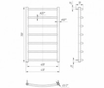 Размеры Полотенцесушитель водяной хромированный 430х700 Mario Классик 30x20 ВР 1/2 д 4820111350308