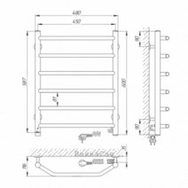 Размеры Электро полотенцесушитель с 6 перекладинами 450х600 LARIS Виктория Хром Правый 30x20 73207015