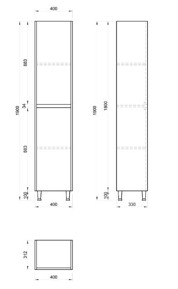 Розміри Матові меблі для ванної кімнати 70 см шириною Респект Nerro 38693-38581-38589