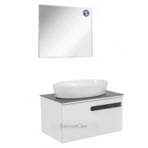Набор для ванной комнаты с зеркалом бело-черный 80 см шириной Aqua Rodos Остин 42885-29699